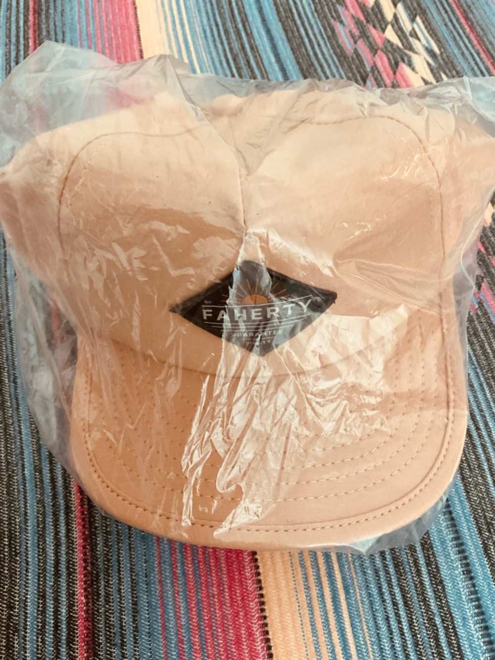 NWT Faherty Light Beige Cotton blend Trucker Cap with Diamond Logo Patch. N/S